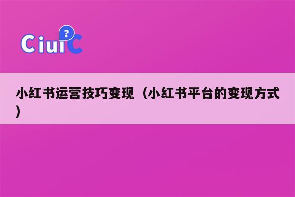 小红书运营技巧变现（小红书平台的变现方式）