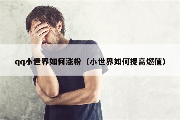 qq小世界如何涨粉（小世界如何提高燃值）