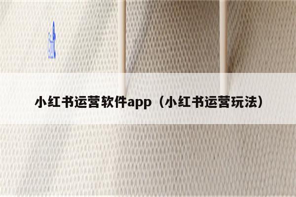 小红书运营软件app（小红书运营玩法）