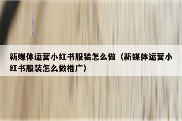 新媒体运营小红书服装怎么做（新媒体运营小红书服装怎么做推广）