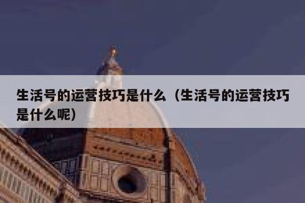 生活号的运营技巧是什么（生活号的运营技巧是什么呢）